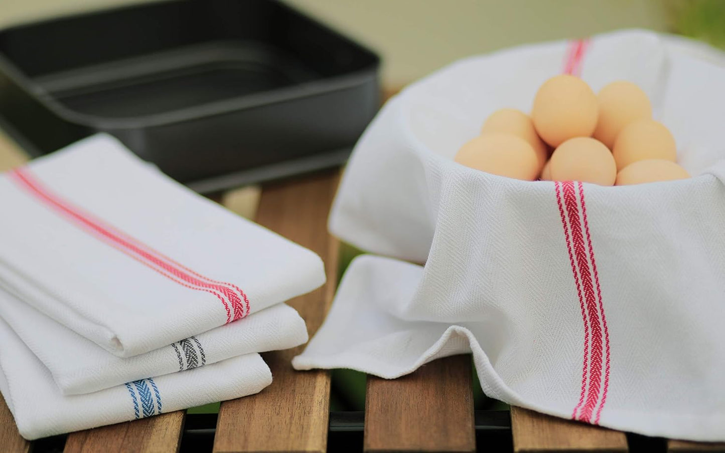 Cotton Herringbone White Dish Towels Set of 12 - Highly Absorbent, Super Soft Tea Towel with Hanging Loops - Extra Large Quick Dry Bar Towel (16X28 Inch - Multicolor)