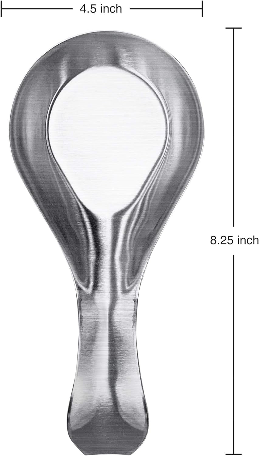 Stainless Steel Spoon Rest- Long Handle Holds Kitchen Utensils in Place, Great Spoon Rest for Kitchen Counter, Stove Top, or Coffee Station; Kitchen Accessories, Utensil Rest, Stainless