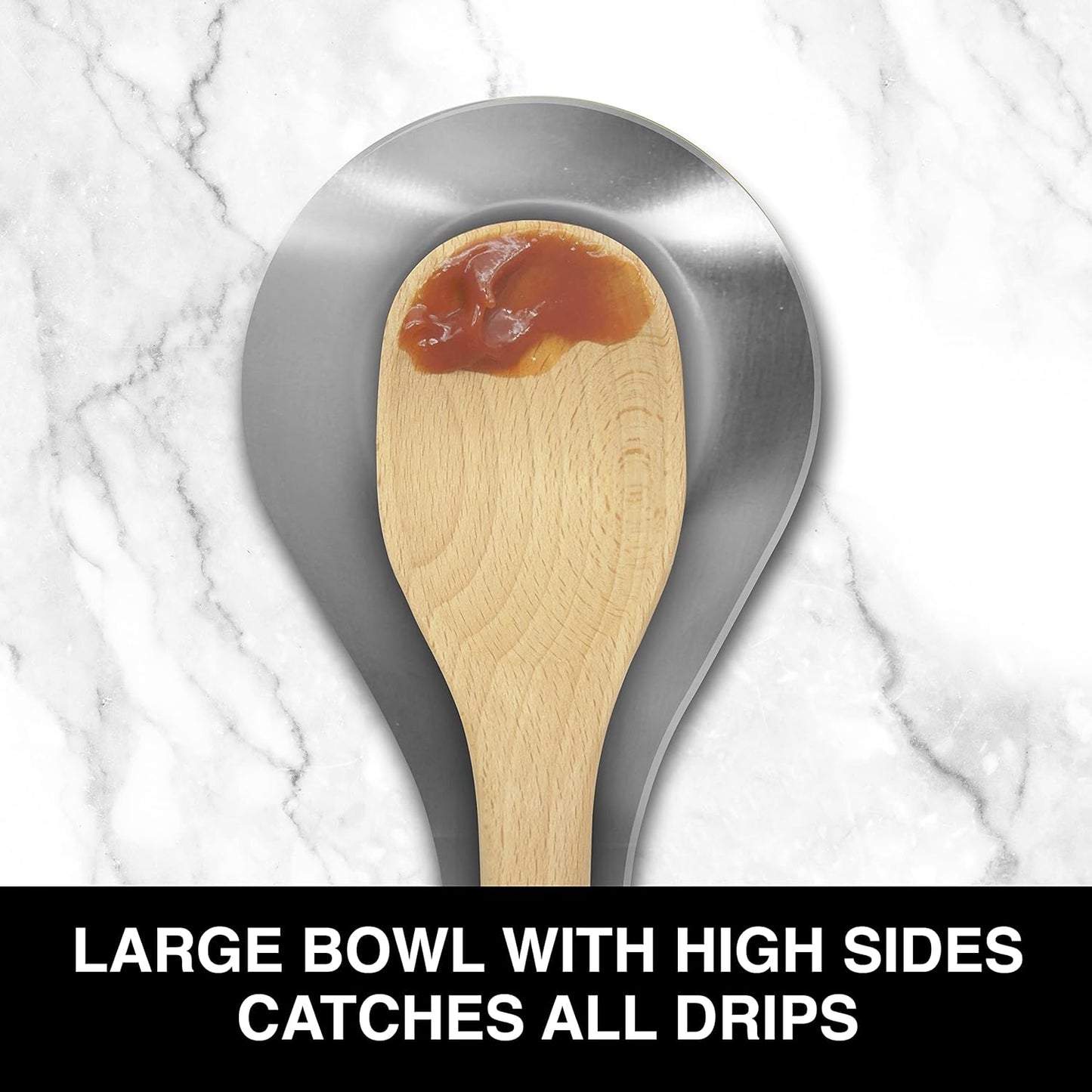 Stainless Steel Spoon Rest- Long Handle Holds Kitchen Utensils in Place, Great Spoon Rest for Kitchen Counter, Stove Top, or Coffee Station; Kitchen Accessories, Utensil Rest, Stainless