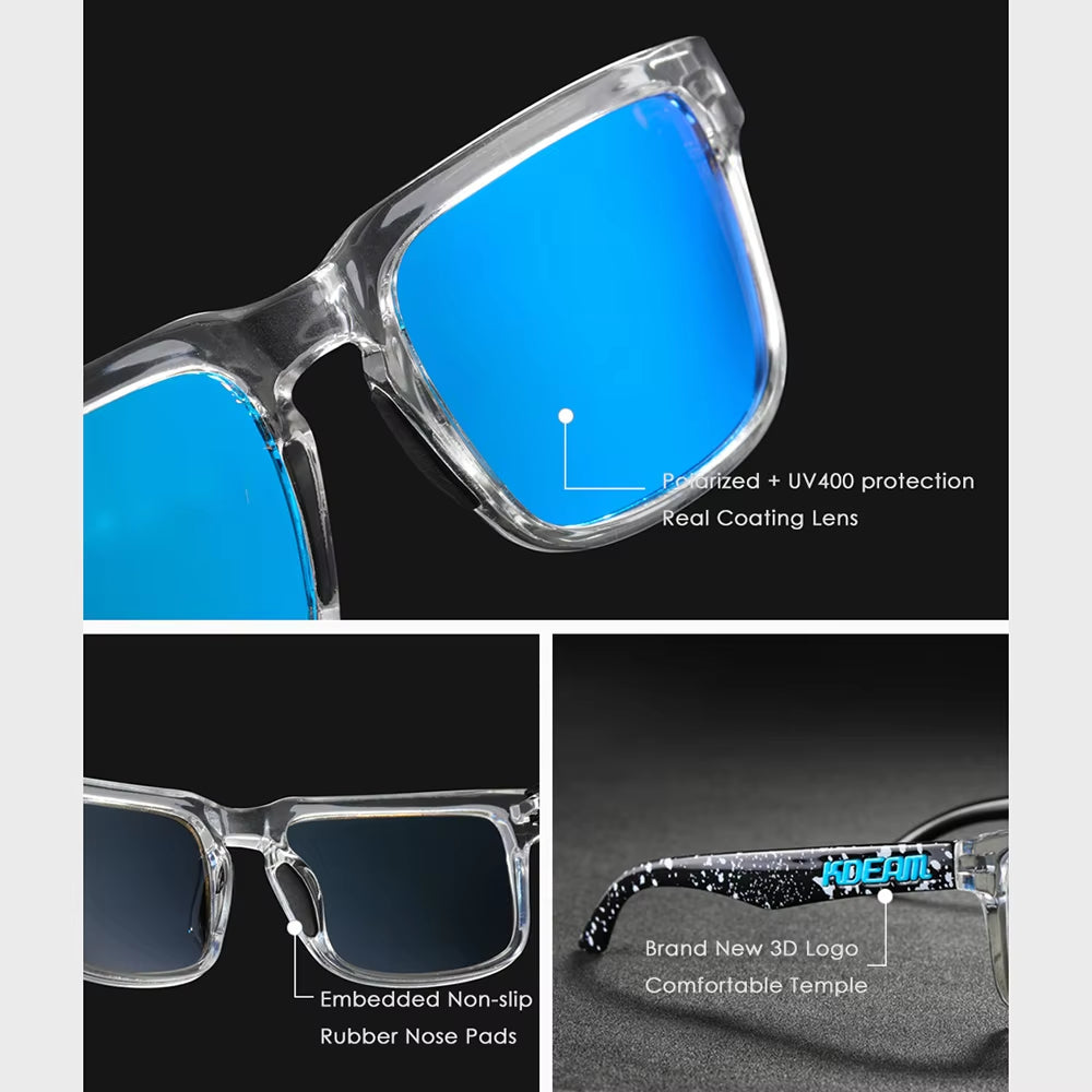 Men'S Polarized Sunglasses Square Casual Outdoors Sun Glasses Women Unisex Sunglass for Couple with Zipper Case