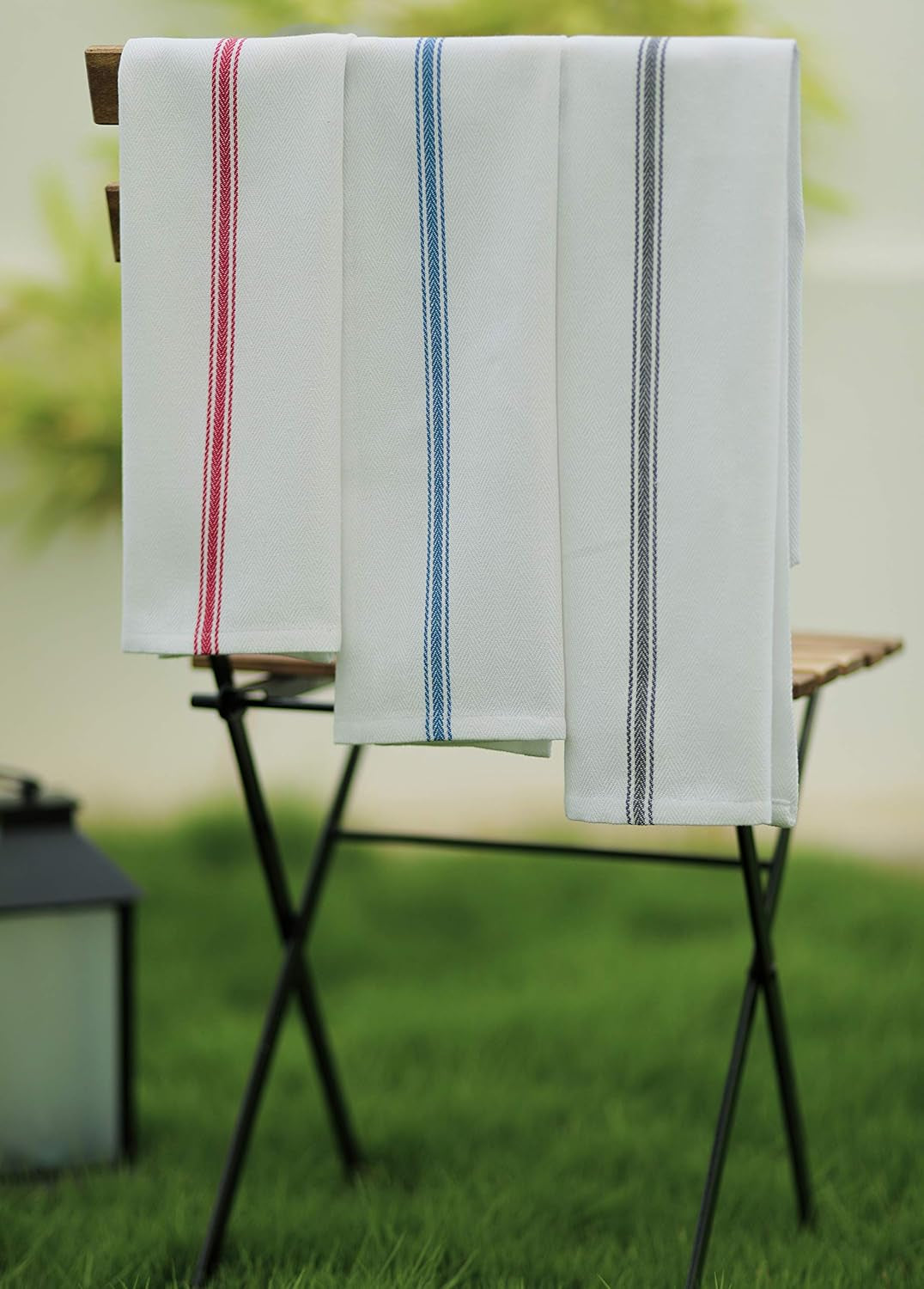 Cotton Herringbone White Dish Towels Set of 12 - Highly Absorbent, Super Soft Tea Towel with Hanging Loops - Extra Large Quick Dry Bar Towel (16X28 Inch - Multicolor)