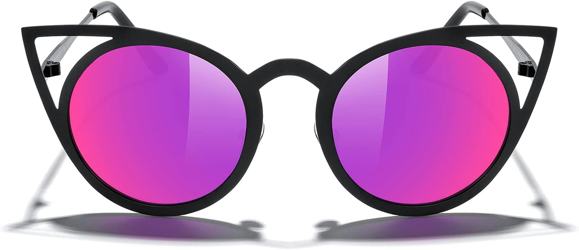 Cat Eye Sunglasses round Metal Cut-Out Flash Mirror Lens Sun Glasses S8064